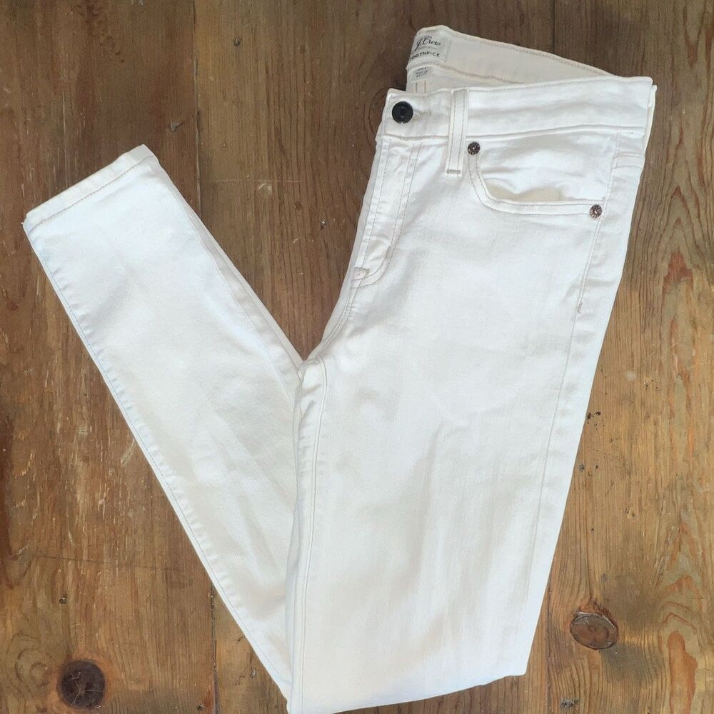 J.Crew Toothpick Women's White Stretch Skinny Jeans Slim Fit 5-Pocket Tall 28T